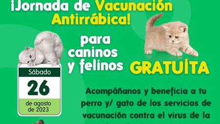 Banner con información sobre la jornada de vacunación canina y felina gratuita
