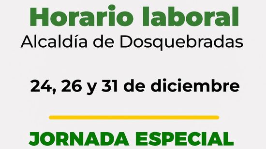 Alcaldía de Dosquebradas brindará atención al público en jornada especial los días 24, 26 y 31 de diciembre